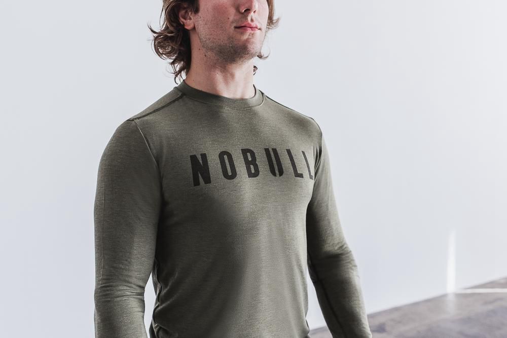 NOBULL Men's Long Sleeve Tee - Army Green - Ireland (5401DNVLG)